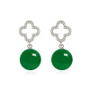 Retro ethnic earrings, agate lucky clover jade, round beads, ethnic style, simple and elegant design