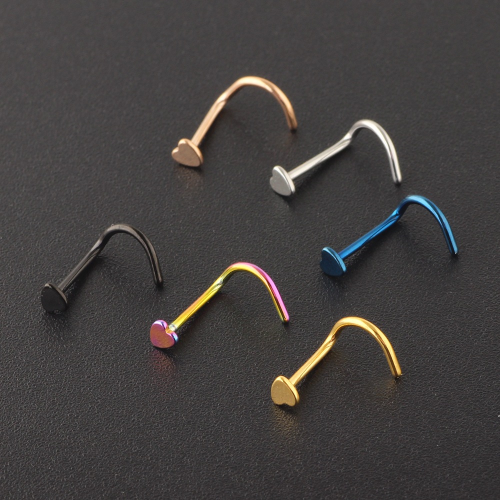 Simple Style Heart Shape Stainless Steel Nose studs 1 Piece