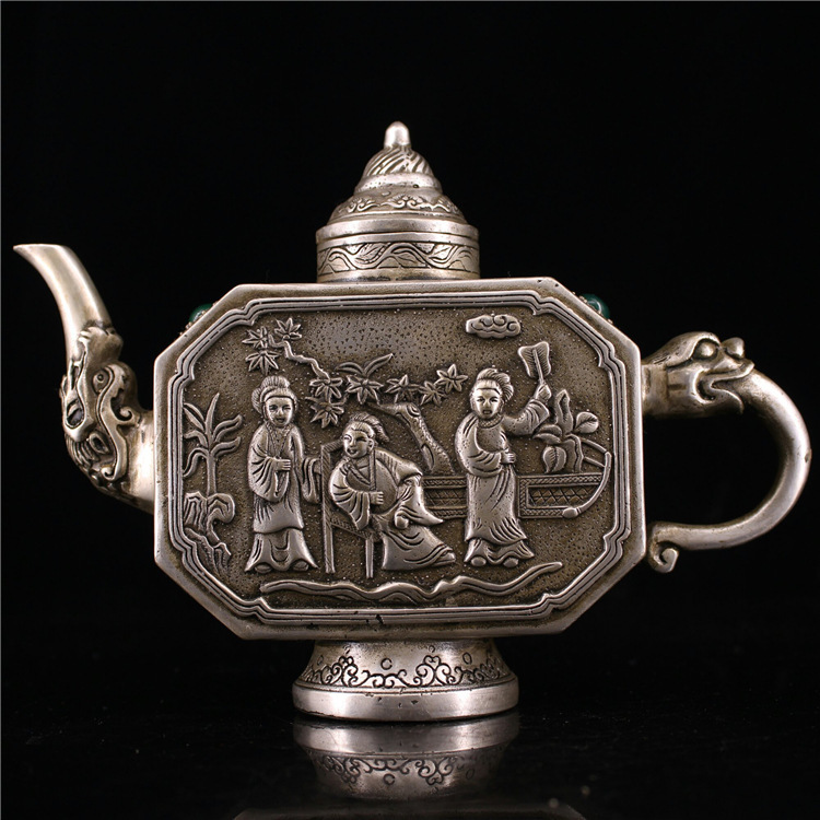 Antique old objects old silver Grand View Garden silver teapot wine pot exquisite creation old silver artisan antique collection silver ornaments Antique old objects old silver Grand View Garden silver teapot wine pot exquisite creation old silver artisan antique collection silver ornaments