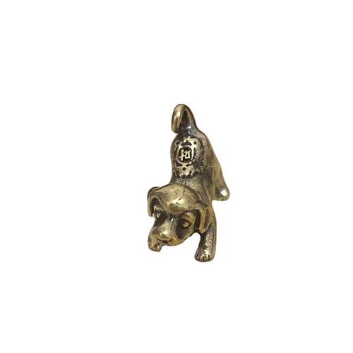 Brass Treasure Word Climbing Dog Keychain Pendant Living Room Copper Dog Small Ornament Pure Copper Key Ring Small Gift Ornament
