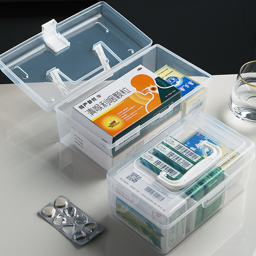 Household medicine box multi-layer large capacity portable medical medicine box family medicine transparent portable storage box