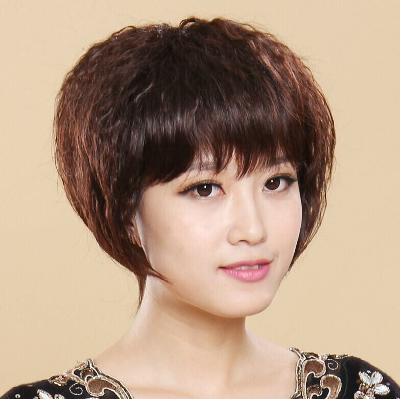 Corn perm women's short hair middle-aged wig rose net short straight hair natural elderly chemotherapy mother wig Corn perm women's short hair middle-aged wig rose net short straight hair natural elderly chemotherapy mother wig