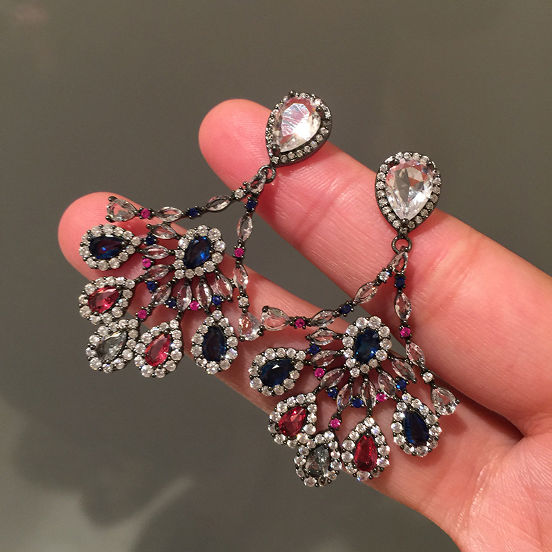 Fan-shaped Elegant S925 Silver Needle Peacock Earrings display picture 5