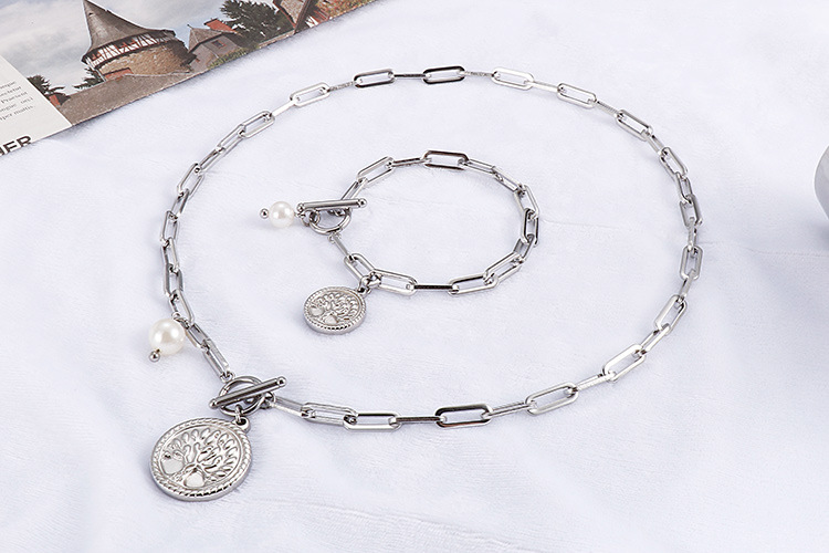 European and American New Normcore Ins Trendy Special-Interest Design Pearl Titanium Steel Womenu002