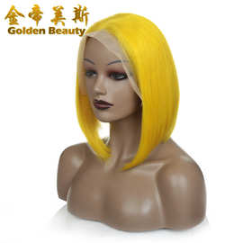 波波头半手织Brazilian hair wig前蕾丝头套lace wig short bob