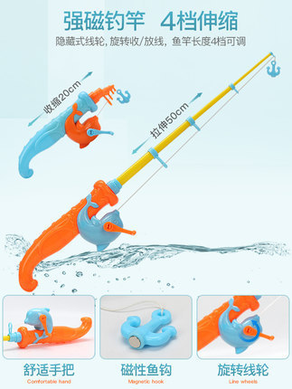 Children's Fishing Toy, Intelligent Baby Role-Playing Water Play Magnetic Square Fishing Toy Pool Set