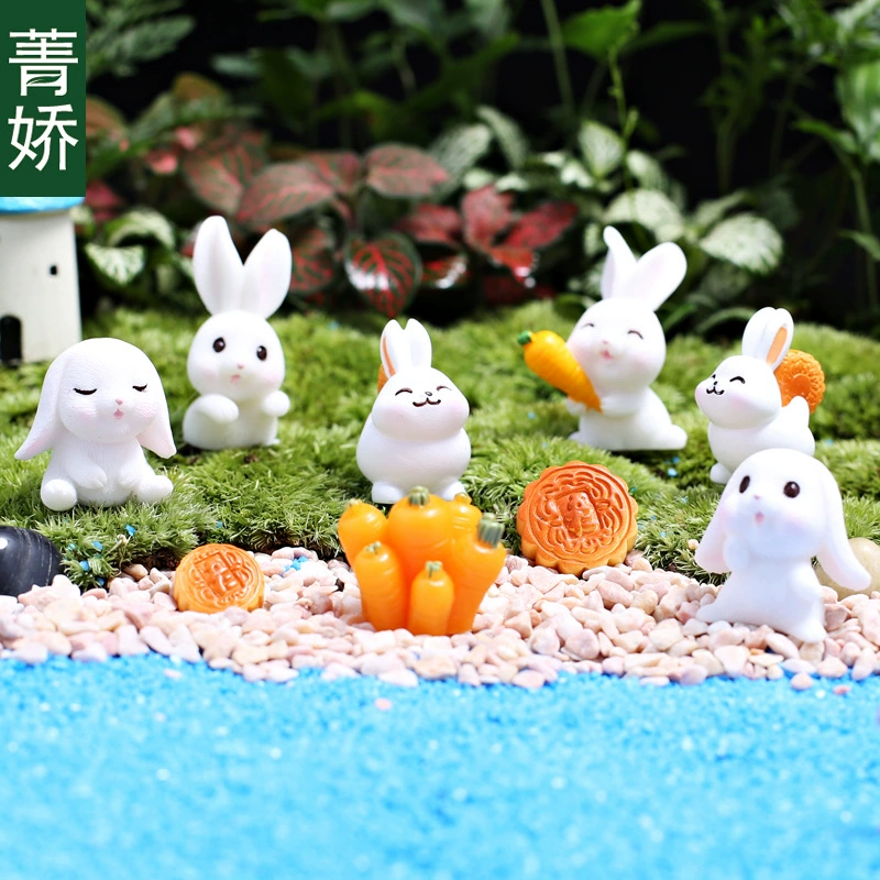 Белый кролик середины осени мох мясистый микропейзаж DIY материал в горшке Садоводство зеленое растение цветок декоративные украшения