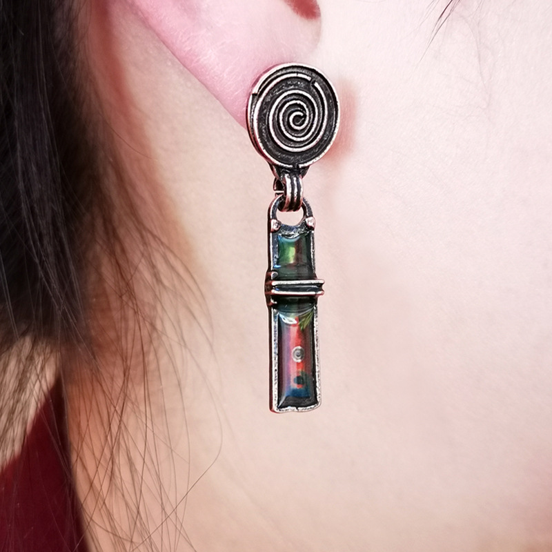 Artificial Gemstones Inlay Material Earrings Classification Vintage Style Water Droplets Plating Metal Artificial Gemstones Drop Earrings