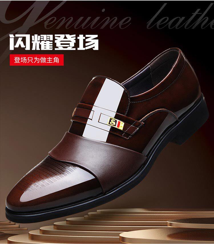 Giày da nam công sở mũi nhọn cổ thấp kiểu lười, form rộng — Giày một lớp màu nâu, Giày một lớp màu đen chi tiết 16