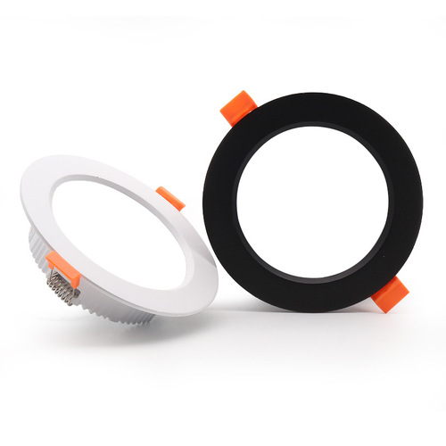 Black LED All-Aluminum Ultra-Thin Recessed Spotlight with Straw-Hat Panel, 2.5-inch & 8-inch Models, 7W, Three-Color Dimmable LED Matte Daylight Ceiling Light