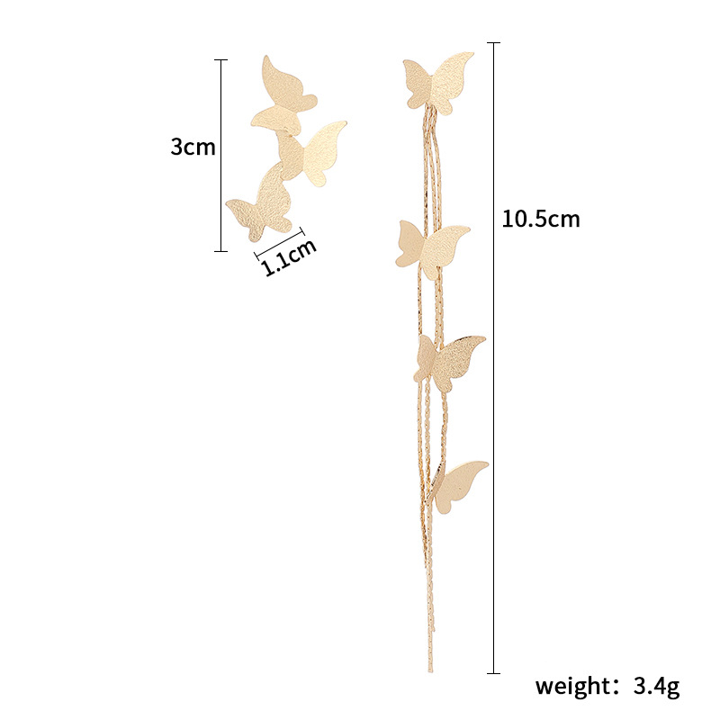 Koreanische Verspielte Und Niedliche Schmetterlings Asymmetrische Ohrringe Weibliche Trend Ige Ins Netto-promi-temperament Lange Schmetterlings-quaste Ohrschmuck display picture 1