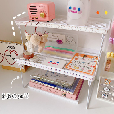 the republic of korea ins Unstamped Simplicity fold Storage rack student desktop Heightening frame PDA Stationery Debris Shelf