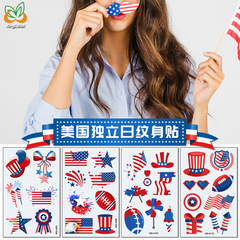 Cross-border waterproof American flag tattoo sticker with bow tie long party prop hosiery tattoo Independence Day sticker