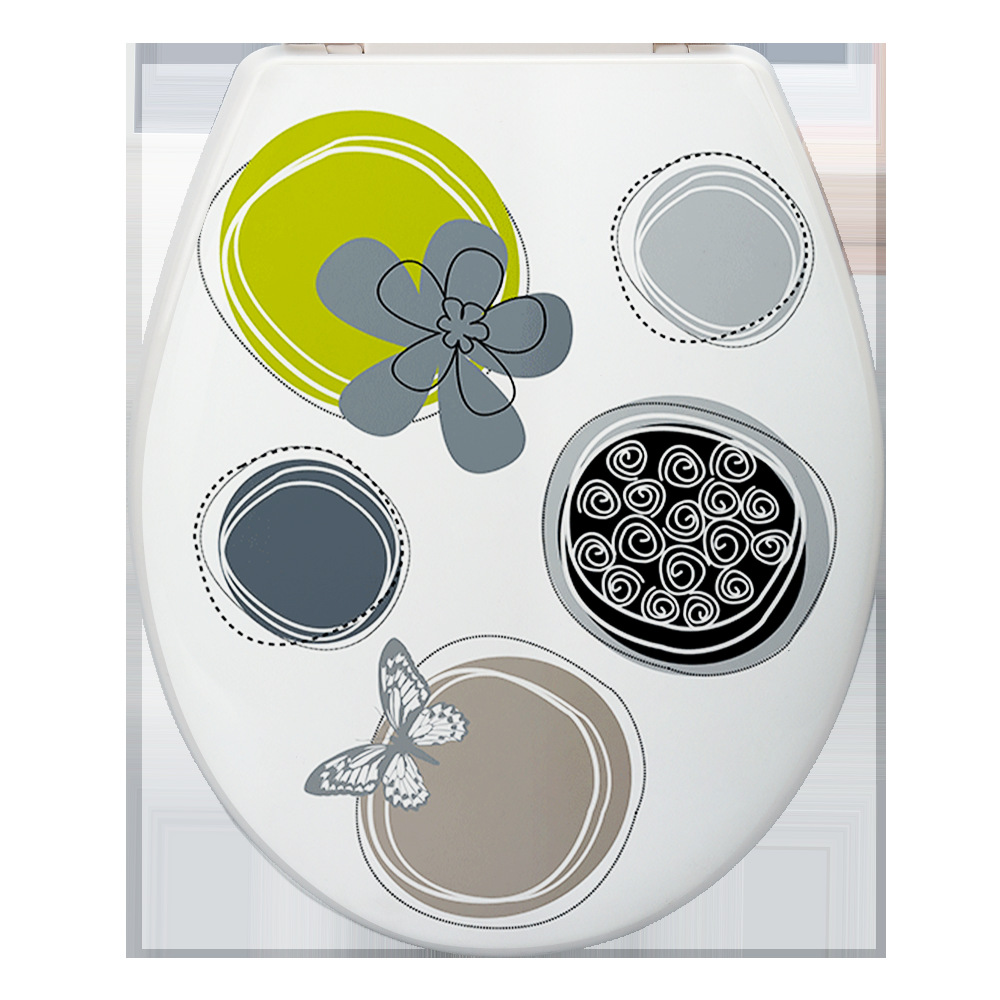 Cubierta de inodoro de estilo europeo de 18 pulgadas lenta caída hogar cuclillas cubierta de plástico Hotel fábrica impresión lenta caída cubierta de inodoro