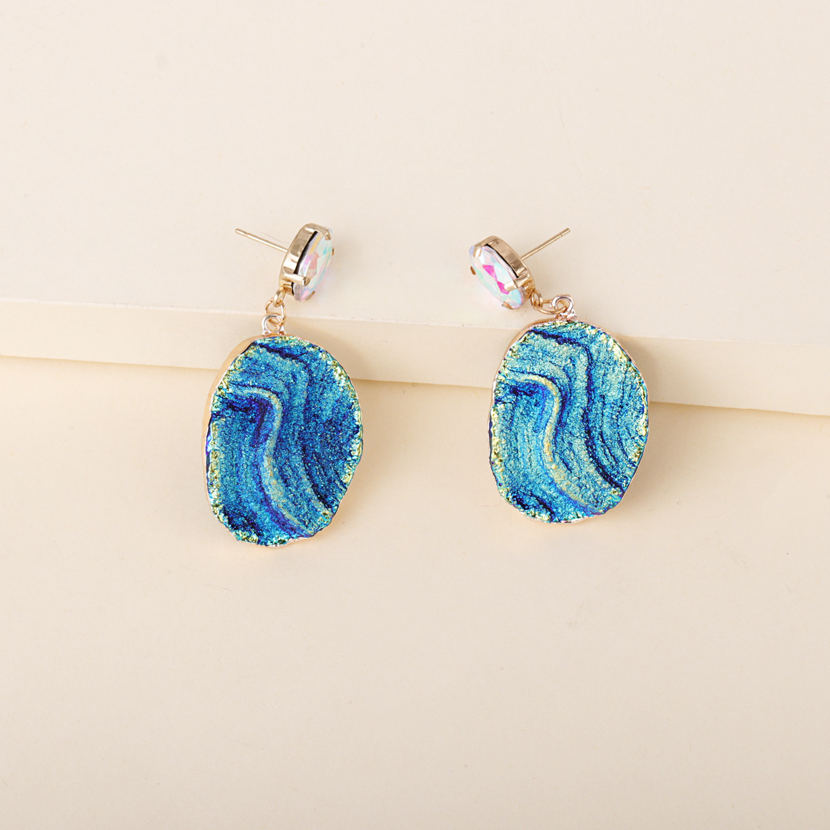 New Blue Retro Trendy Acrylic Earrings display picture 2