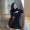 Round neck cut out chest slim fit solid color buttock skirt with bottom skirt long sleeve dress