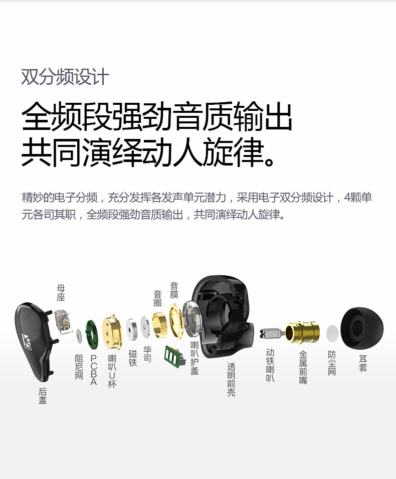 KBEAR KS2 Hybrid HIFI Musik In-Ear Kopfhörer, für Computer, Mobiltelefon, Gaming, PUBG, USB-C