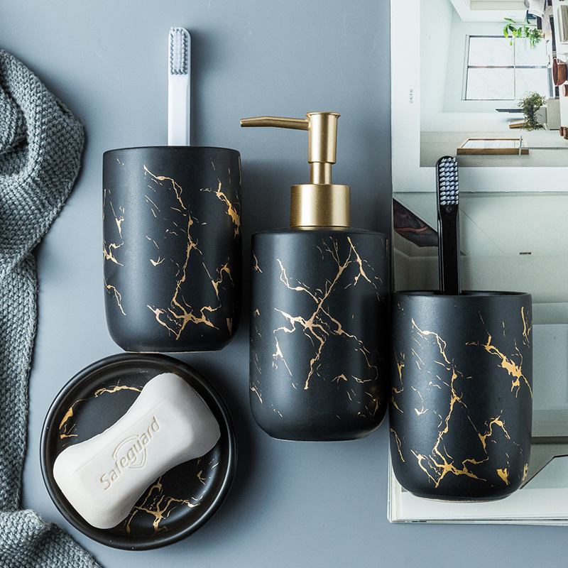 Venta al por mayor traje de baño de lavado de cerámica nórdico Luz de lujo marbling decoración de baño suministros traje de baño