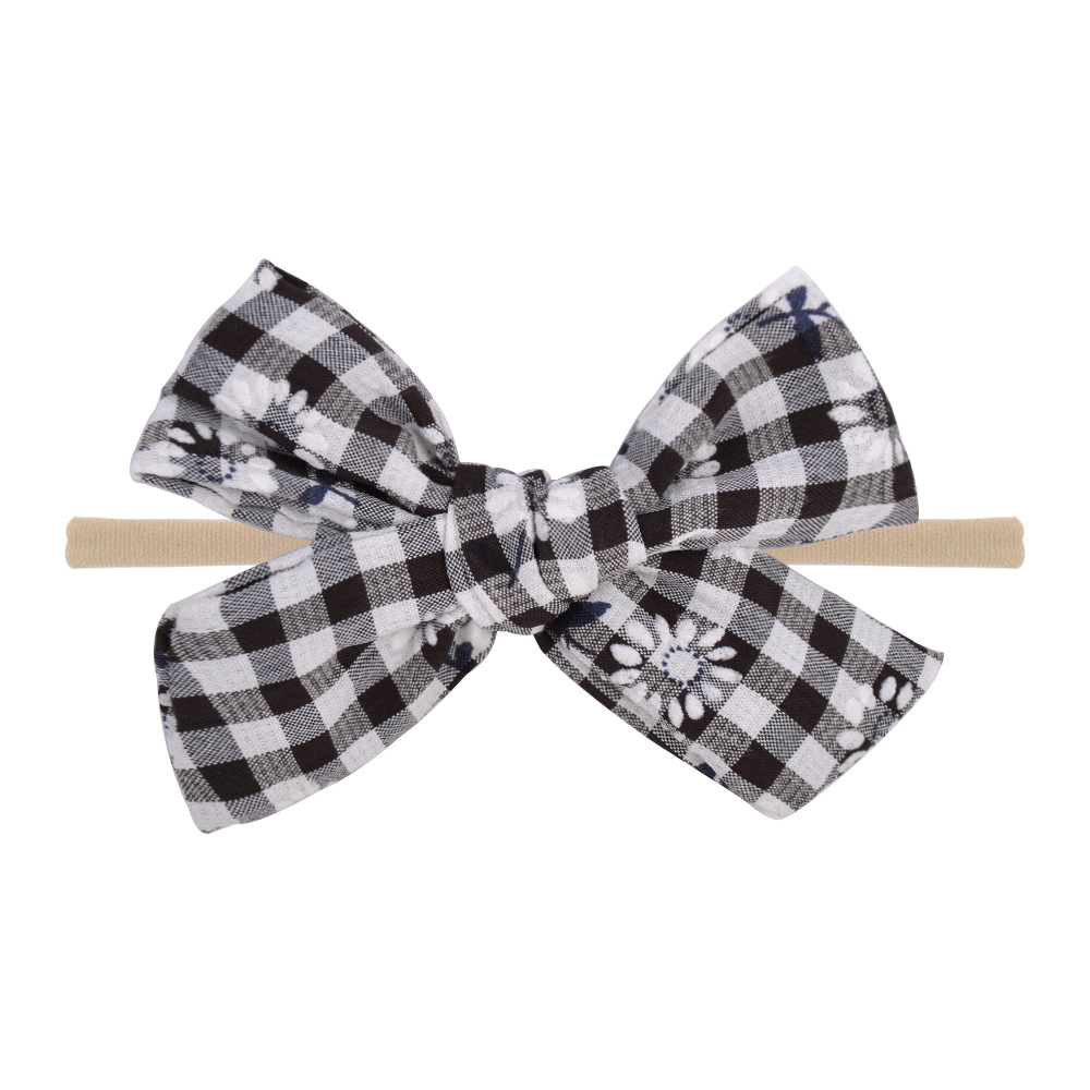 New Style Plaid Bow Flower Nylon Hairband Set display picture 10