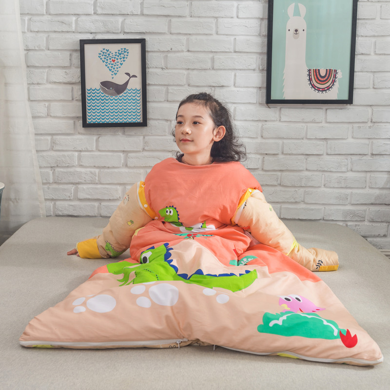 2020新款全棉加厚棉花内芯带袖式儿童睡袋防踢被子|ms