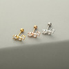 Accessory, zirconium from pearl, screw, earrings stainless steel, physiological piercing, suitable for import, Korean style