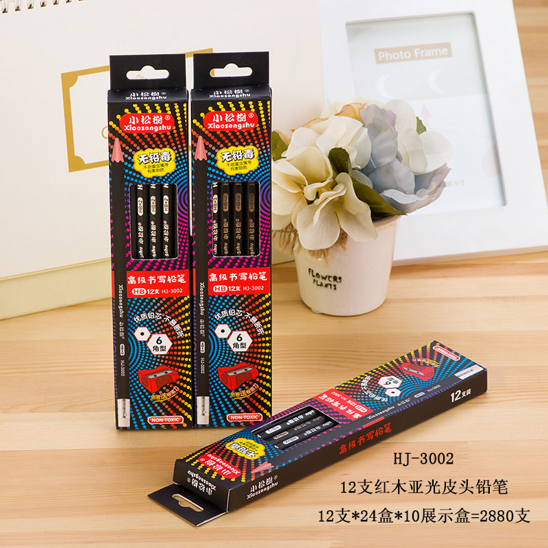 小松树铅笔不断芯小学生办公铅笔12支六角三角橡皮小松树详情图7