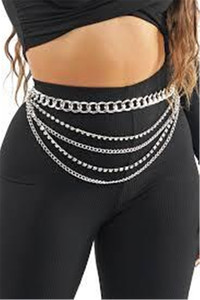 Women girls jazz dance singers bar Nightclub personality multi-layer metal chain flashing diamond rhinestone dress decoration waist chain