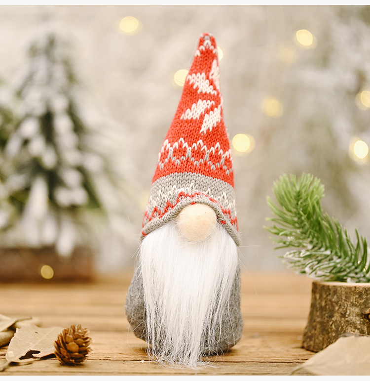 Snowflake Knitted Hat Forest Elderly Doll Christmas Decoration display picture 7