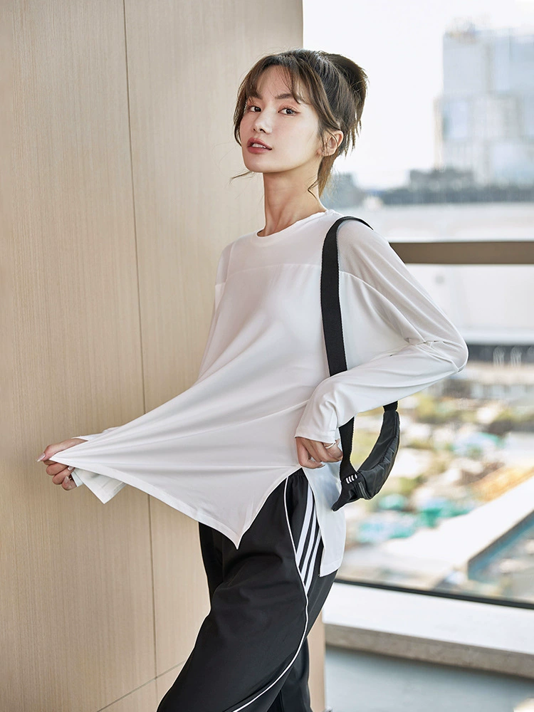 Спортивный Топ больших размеров, женская спортивная блузка для бега, одежда для фитнеса, быстросохнущая футболка, свободная одежда для йоги с длинными рукавами для полных девочек