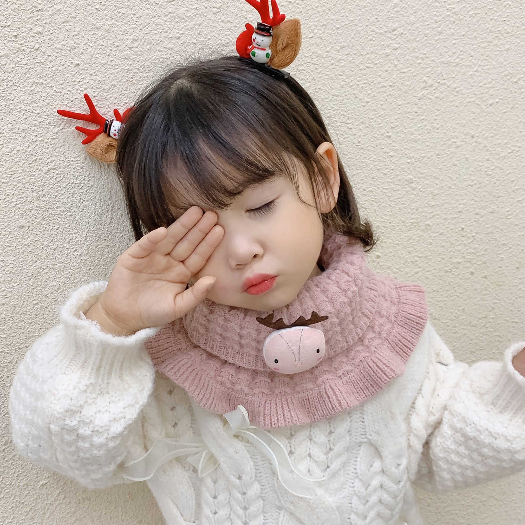 宝宝围脖冬季防风脖套毛绒针织保暖儿童套脖男童女童围巾可爱脖套|ms