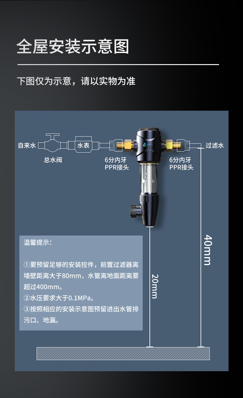 高端铜前置过滤器反冲洗家用全屋中央净水器自来水井水龙头过滤器详情24