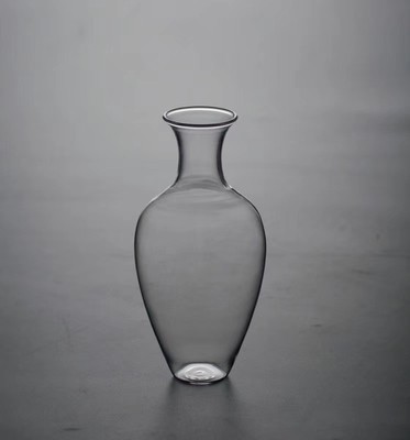 日式禅意玻璃花瓶簡約現代透明梅瓶插花器皿客廳搭配桌面擺件裝飾
