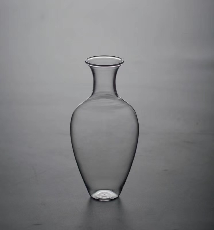 日式禅意玻璃花瓶簡約現代透明梅瓶插花器皿客廳搭配桌面擺件裝飾