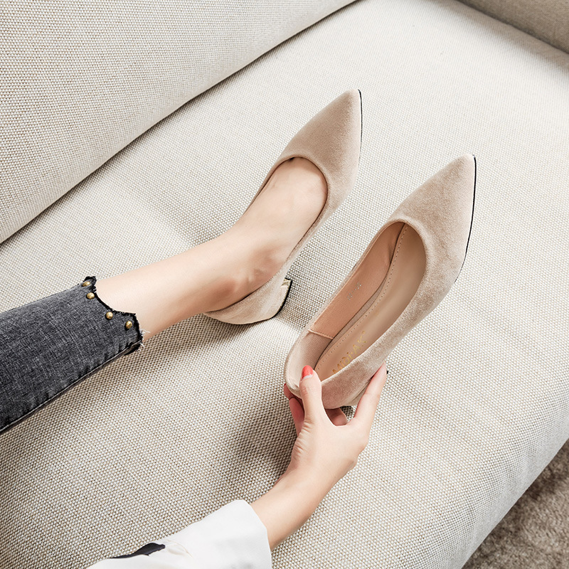 Professional two-tone shoes pointed-toe heels low-cut