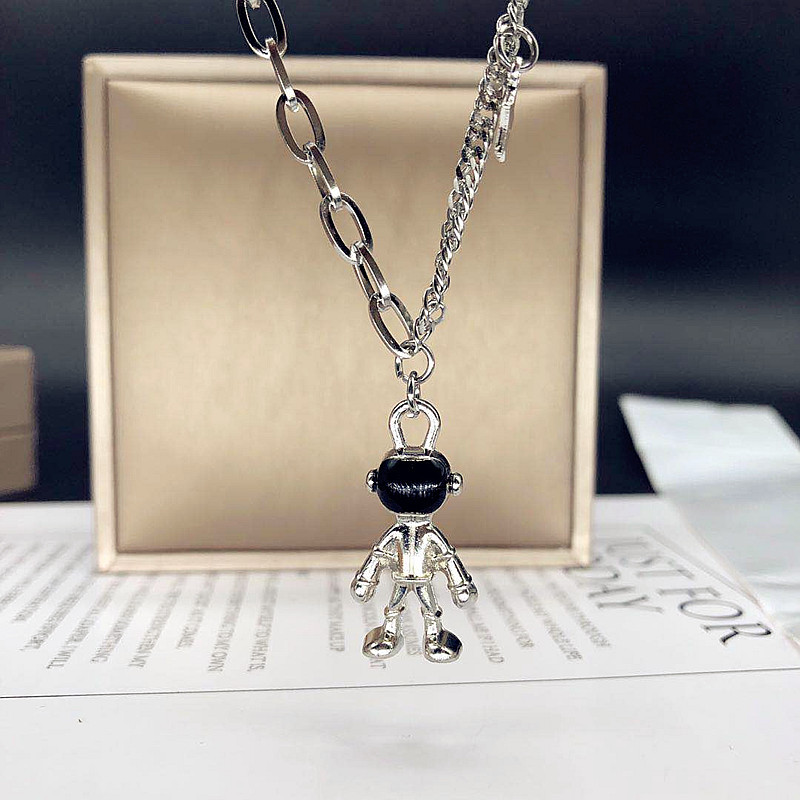 Titanium Steel Necklace Mechanical Rabbit Design Hiphop Style_voghion.com