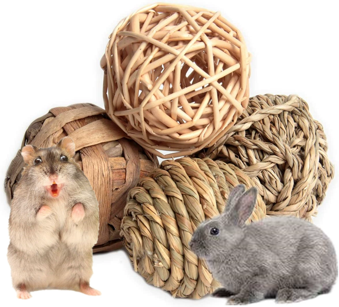 Домашнее Животное Кролик Хомяк Укус Мяч Воды Трава Мяч Попугай Игрушка Ноги Укус Соломы Ротанга Соломы Мяч