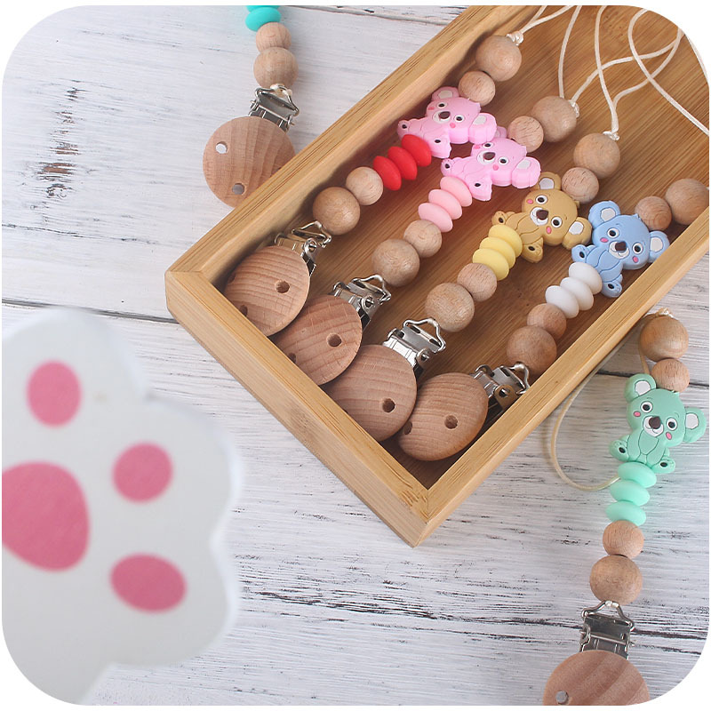 Nuevo bebé haya chupete cadena bebé chupete clip Oso de silicona anti-gota cadena Amazon caliente