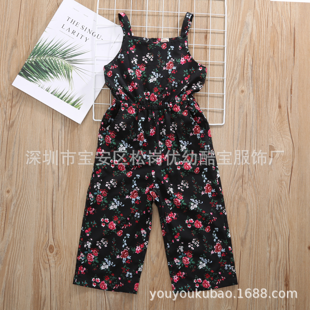 ins童装女童吊带裤2020儿童女孩吊带裤/连体裤/背带裤黑色时尚风|ms