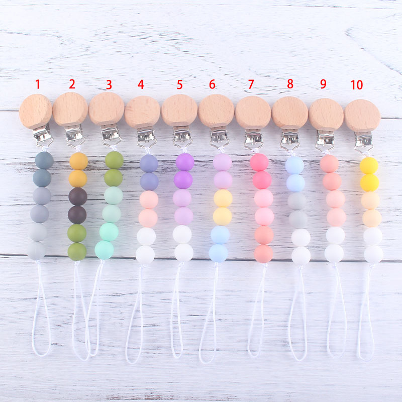 Bebé suministros de haya juguete mordedor bebé chupete de silicona pezón anti-gota cadena Amazon AliExpress Venta caliente