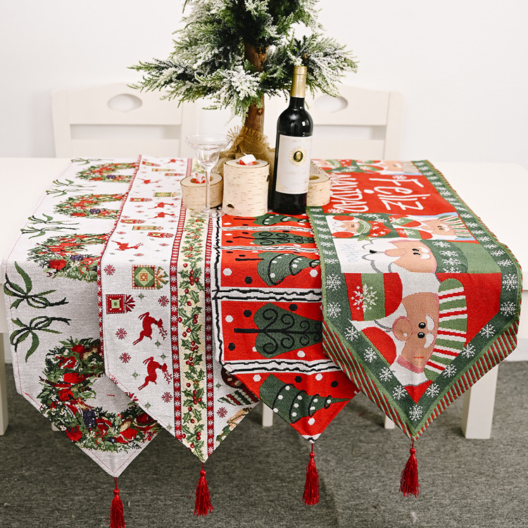 New Christmas Decoration Knitted Cloth Table Runner Creative Christmas Table Decoration display picture 1