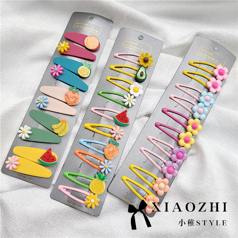 Juego de diez piezas de Corea del Sur horquilla para niños BB clip linda chica pelo roto flequillo clip tocado accesorios para el cabello de niña clip