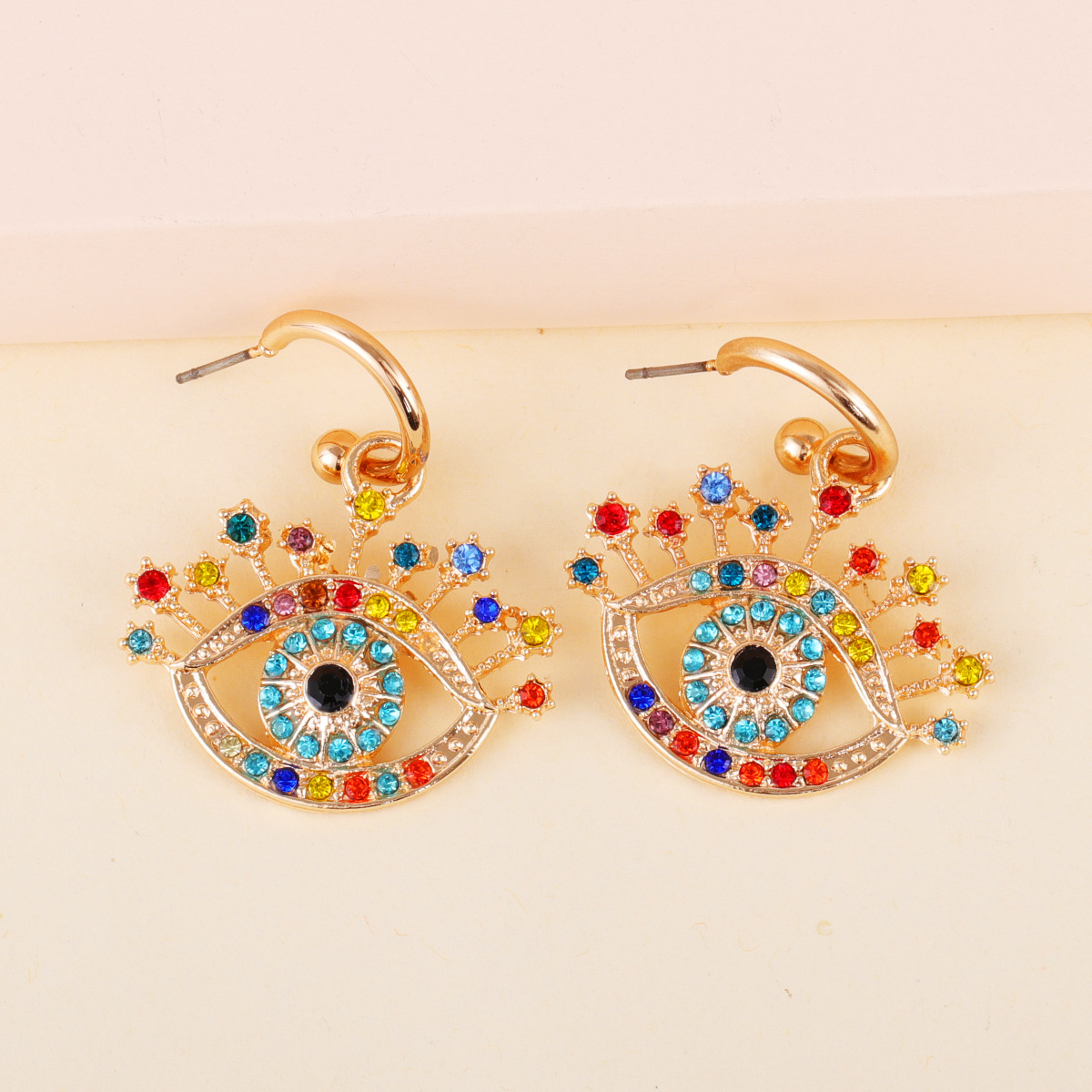 Fashion  Color  Diamond  Eyes Wild Earrings display picture 8