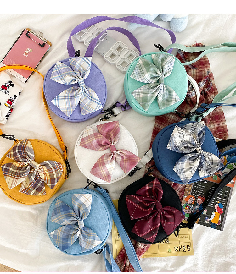 Cute Bow Canvas Vintage Lattice Bag display picture 14