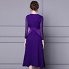 V-neck mid length purple long sleeve skirt