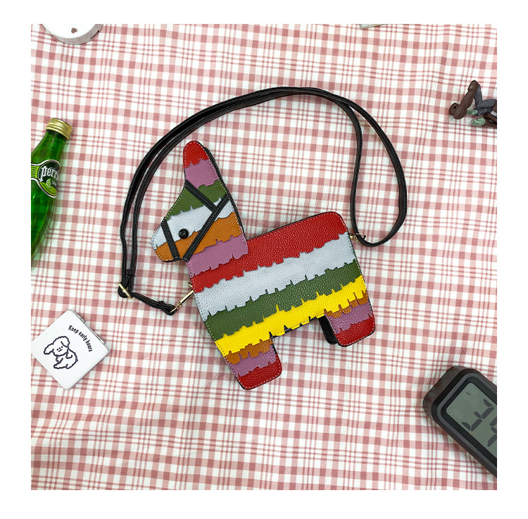 Hot Selling Fashion New Creative Hit Color Cute Cartoon Rainbow Color Stitching Pu Pony Crossbody Bag Shoulder Bag Nihaojewelry Wholesale display picture 75