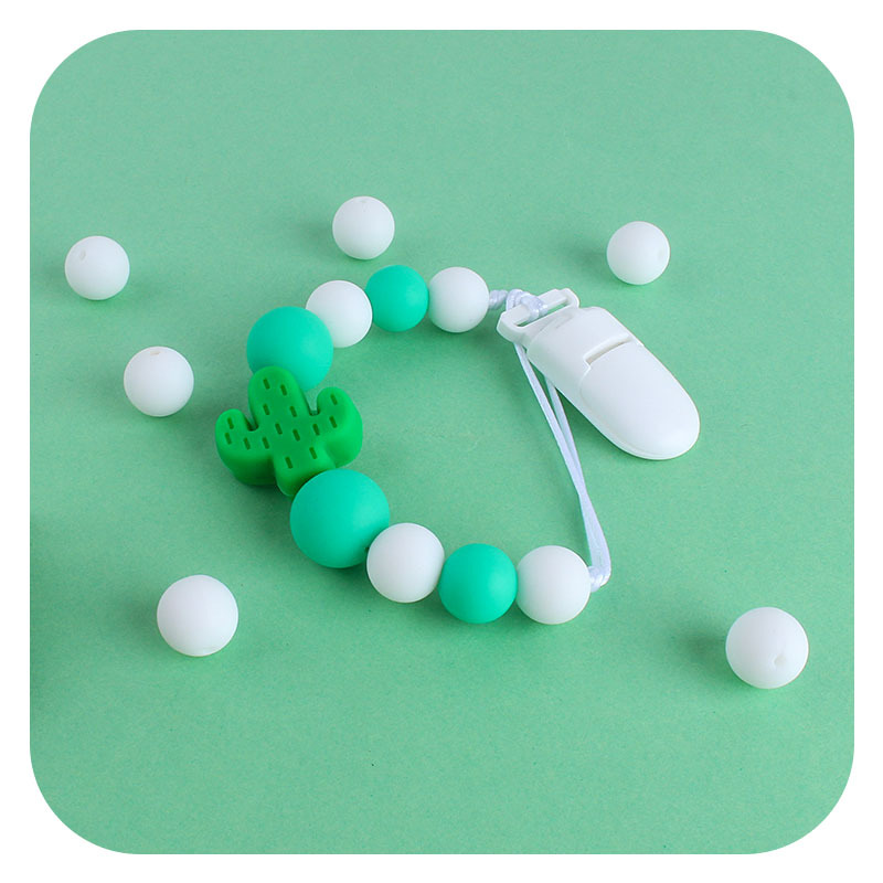 Bebé plástico chupete clip bebé calmante silicona cactus chupete cadena anti-gota cadena Amazon nuevo caliente