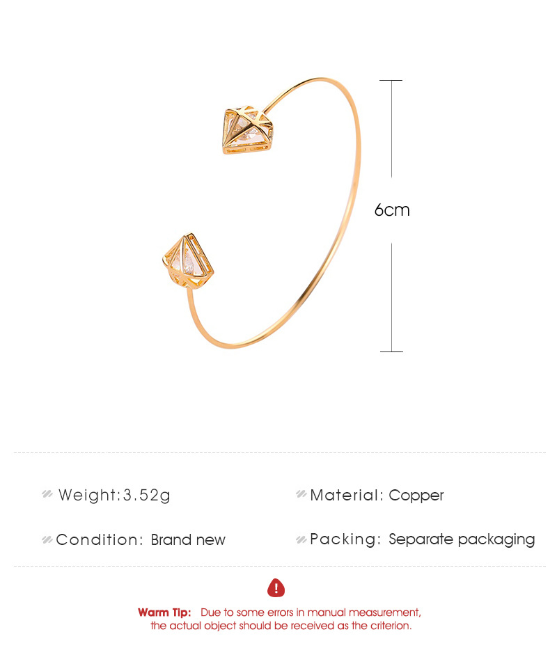New Bracelet Simple Hollow Triangle Bangle Beautiful Zircon Ms. Open Bangle