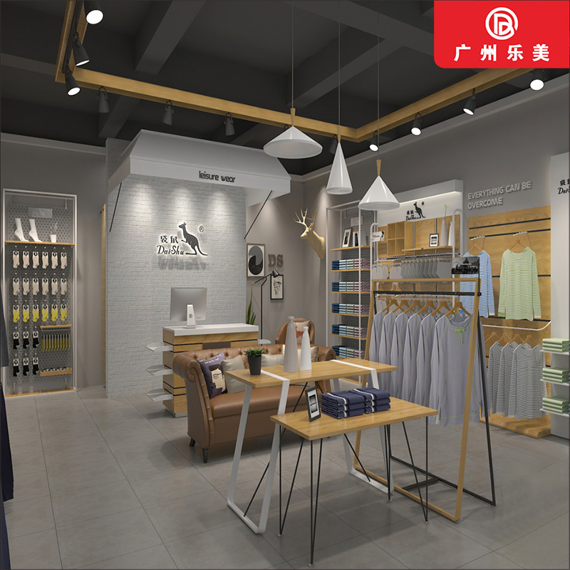 广州厂家制作铁木结合服装展柜内衣陈列柜中岛柜整店输出来图定制