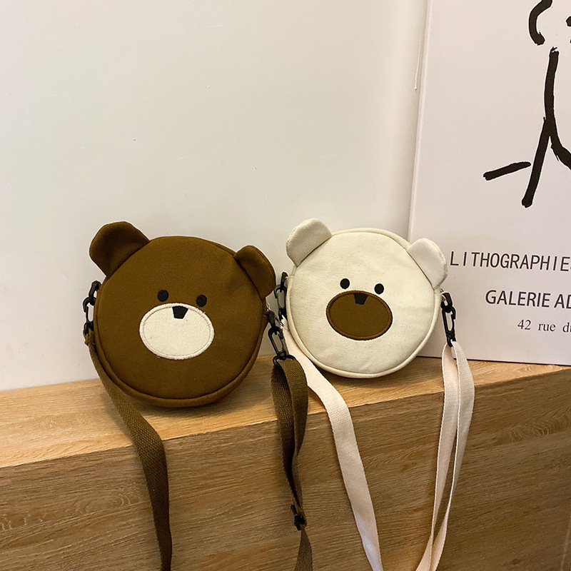 New Fashion Cute Bear Canvas Student Shoulder Bag Mobile Phone Bag Cute Cute Embroidery Cartoon Bag display picture 4