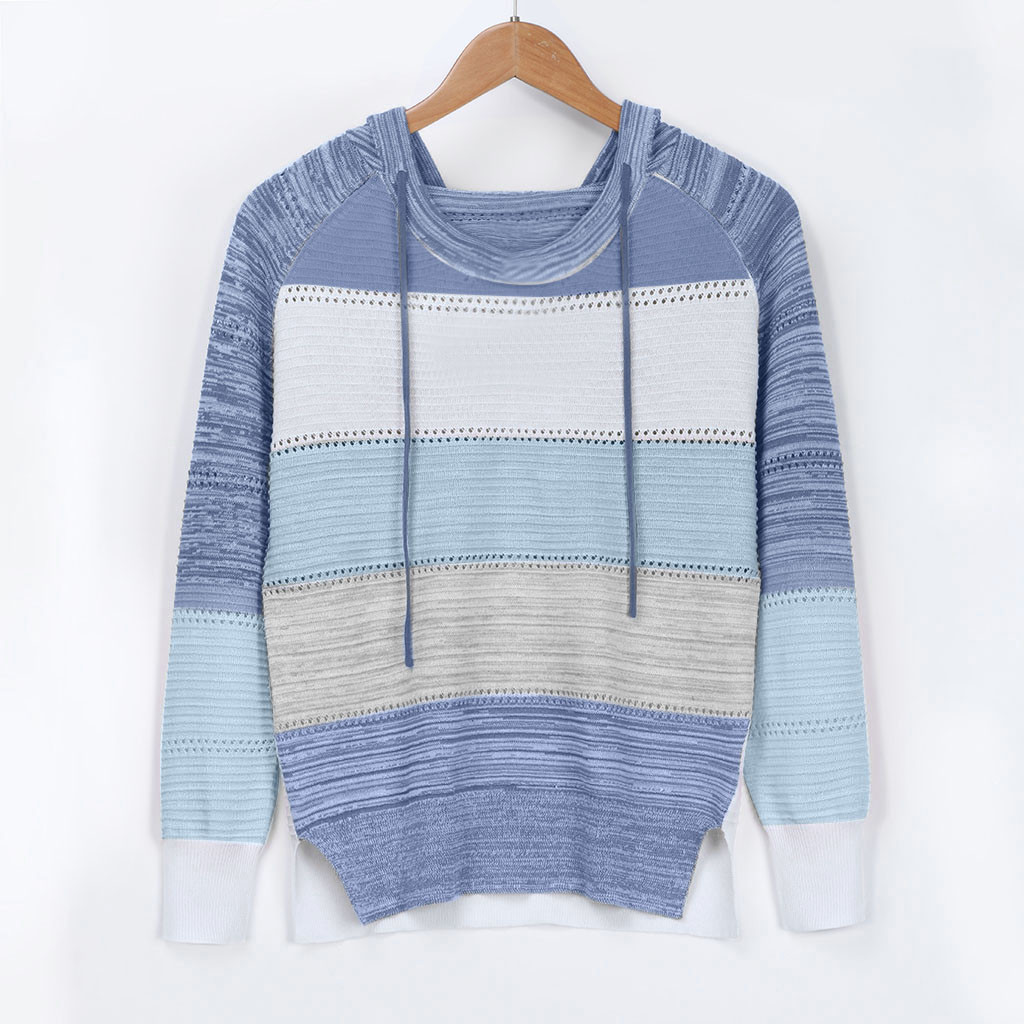Knitted Sweater Hooded Round Neck Sweater NSYF824